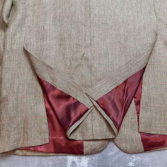 Joseph Turner Wool Linen Blazer Mens 44L Brown Tweed Surgeon Cuffs Portugal FLAW - Picture 7 of 14